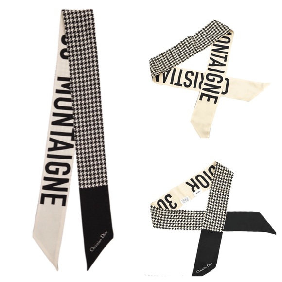 Dior Accessories - CHRISTIAN DIOR  Silk 30 Montaigne Mitzah Scarf Black White